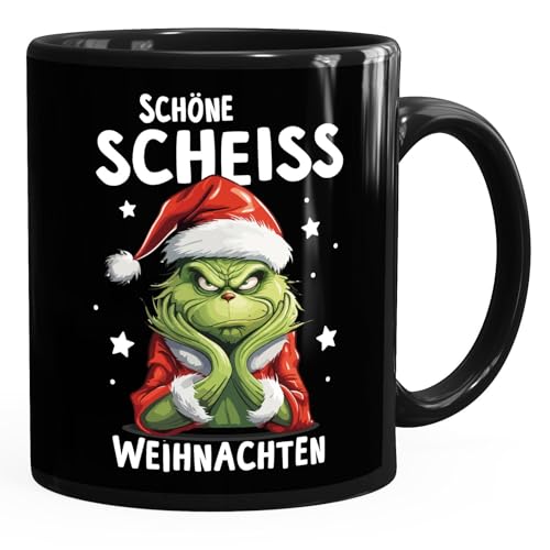 MoonWorks® Grinch Tasse Anti Weihnachten Spruch Ironie Sarkasmus lustige Weihnachtsbecher Geschenke für Weihnachtsmuffel Spruch 3 schwarz standard von MoonWorks