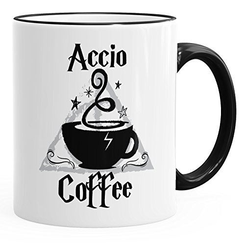 MoonWorks® Kaffee-Tasse Accio Coffee Spruch-Tasse Teetasse Keramiktasse schwarz Unisize von MoonWorks