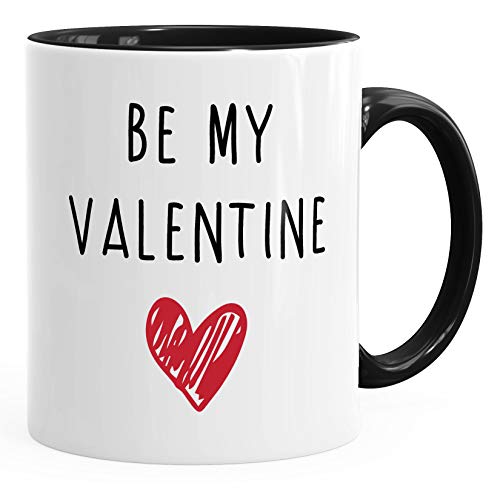 MoonWorks® Kaffee-Tasse Be my Valentine Geschenk Valentinstag Love Liebe schwarz unisize von MoonWorks