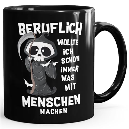 MoonWorks® Kaffee-Tasse Beruflich wollte ich schon immer was mit Menschen machen Sarkasmus Bürotasse schwarz standard von MoonWorks