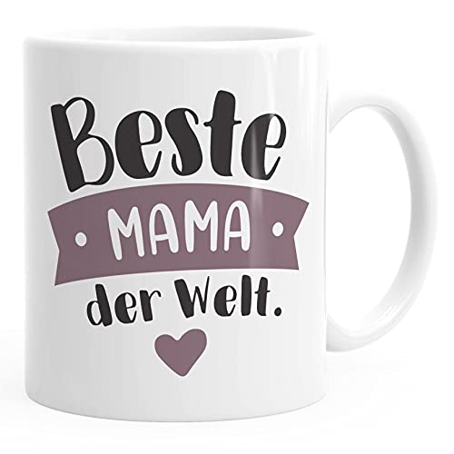 MoonWorks® Kaffee-Tasse Beste/r Mama/Papa der Welt Geschenk Mütter Väter Geburtstag Weihnachten Danke sagen Beste Mama Flieder uni - weiß Keramik-Tasse von MoonWorks