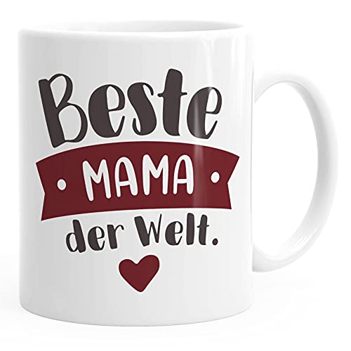 MoonWorks® Kaffee-Tasse Beste/r Mama/Papa der Welt Geschenk Mütter Väter Geburtstag Weihnachten Danke sagen Beste Mama bordeaux uni - weiß Keramik-Tasse von MoonWorks