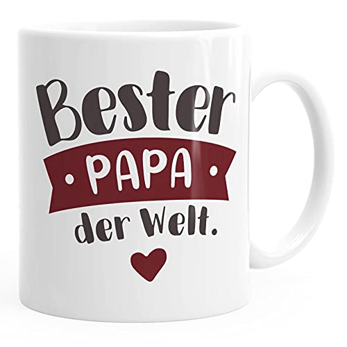 MoonWorks® Kaffee-Tasse Beste/r Mama/Papa der Welt Geschenk Mütter Väter Geburtstag Weihnachten Danke sagen Bester Papa bordeaux uni - weiß Keramik-Tasse von MoonWorks