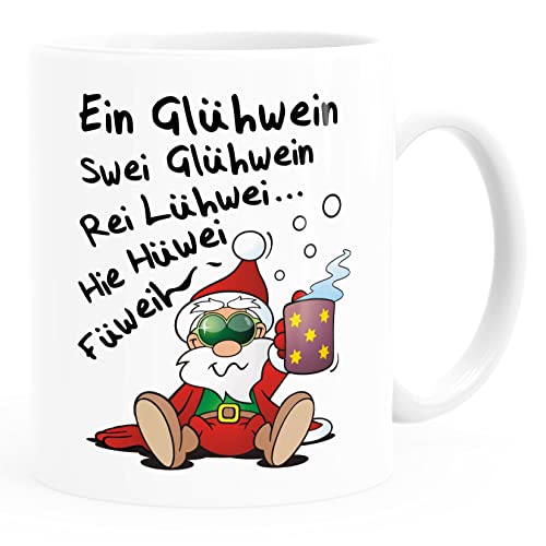 MoonWorks® Kaffee-Tasse Glühwein Spruch lustig Weihnachten Weihnachtsmarkt Nikolaus Weihnachtsmann weiß standard von MoonWorks