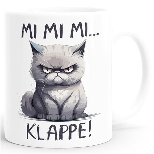MoonWorks® Kaffee-Tasse Katze mit Anti Motivation Spruch Morgen Montag Mimimi Bürotasse Geschenk Kollegen MiMiMi weiß standard von MoonWorks