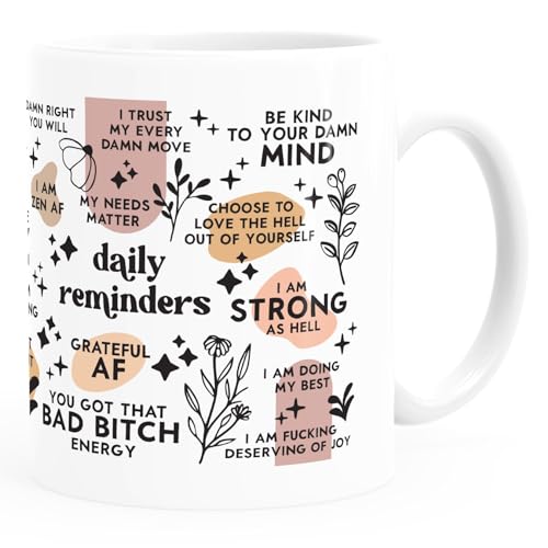 MoonWorks® Kaffee-Tasse Motivation Affirmation Sprüche Motivationsgeschenke lustig Kollegen Mutmacher Daily Reminders weiß standard von MoonWorks