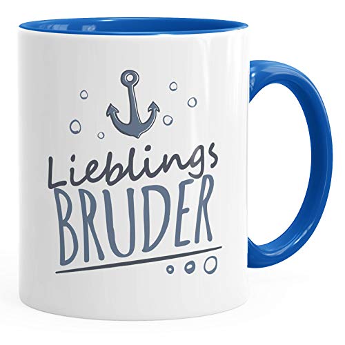 MoonWorks® Kaffee-Tasse Schriftzug Lieblings Freund/Bruder/Papa/Mensch mit Anker Geschenkidee Lieblingsperson Bruder inner-royal unisize von MoonWorks