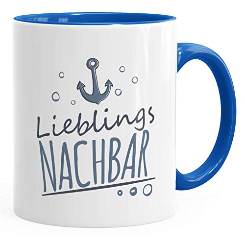 MoonWorks® Kaffee-Tasse Schriftzug Lieblings - Kollege/Nachbar mit Ankermotiv Geschenk Lieblingsperson Nachbar royal unisize von MoonWorks