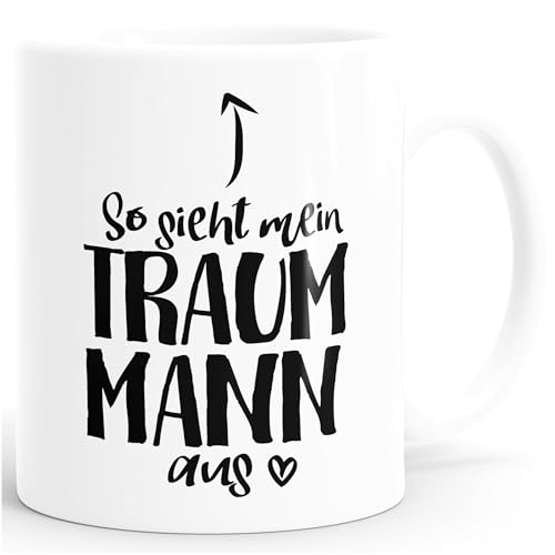MoonWorks® Kaffee-Tasse So sieht mein Traummann aus Spruch Geschenk Liebe Valentinstag Mann Freund weiß unisize von MoonWorks