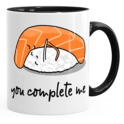 MoonWorks® Kaffee-Tasse Sushi You complete me Liebe Geschenk Valentinstag Weihnachten schwarz unisize von MoonWorks