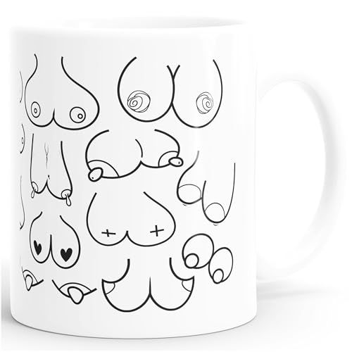 MoonWorks® Kaffee-Tasse Titten-Muster Brüste Fun-Tasse Titten-Tasse Büro-Tasse weiß unisize von MoonWorks