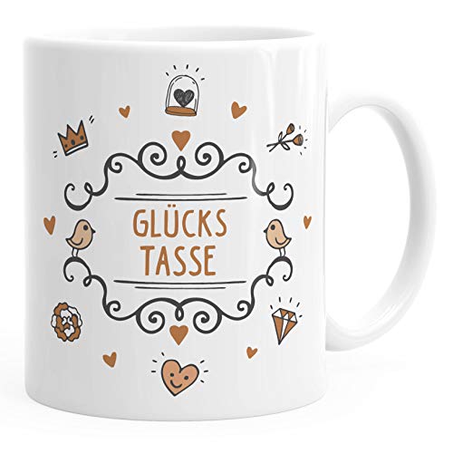 MoonWorks® Kaffee-Tasse mit Botschaft Geschenk Weihnachten Geburtstag Muttertag Dankeschön Präsent Überraschung Glückstasse weiß Keramik-Tasse von MoonWorks