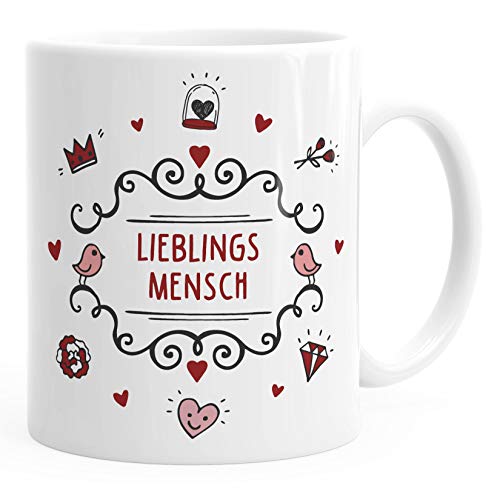 MoonWorks® Kaffee-Tasse mit Botschaft Geschenk Weihnachten Geburtstag Muttertag Dankeschön Präsent Überraschung Lieblingsmensch 1 weiß Keramik-Tasse von MoonWorks