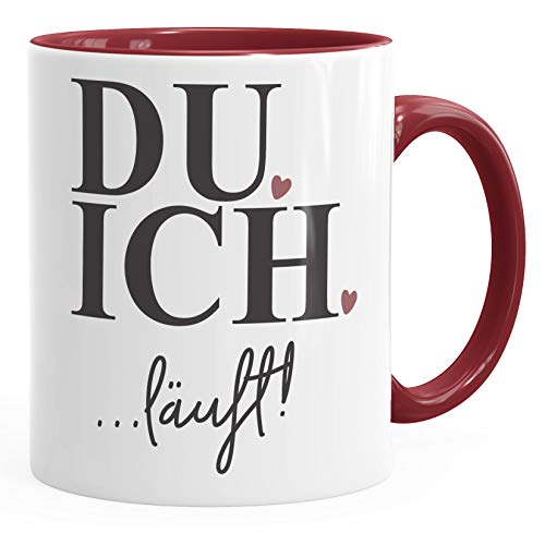 MoonWorks® Kaffee-Tasse mit Spruch Du Ich läuft Liebes-Geschenk Partner Freundin Freund inner-bordeaux Keramik-Tasse von MoonWorks