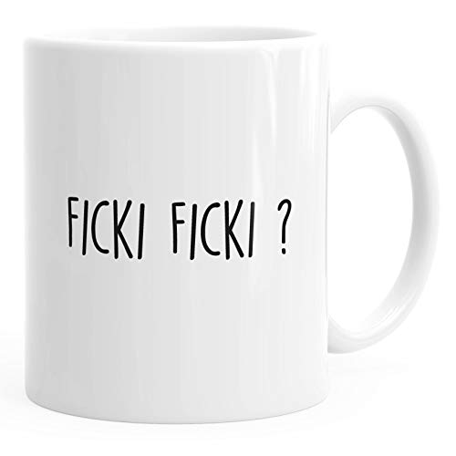 MoonWorks® Kaffee-Tasse mit Spruch Ficki Ficki? Motiv lustig Ironie Kaffeebecher weiß Keramik-Tasse von MoonWorks