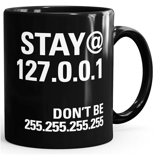 MoonWorks® Kaffee-Tasse stay@home Corona-Virus Pandemie 127.0.0.1 Localhost Computer Nerd Coder schwarz unisize von MoonWorks