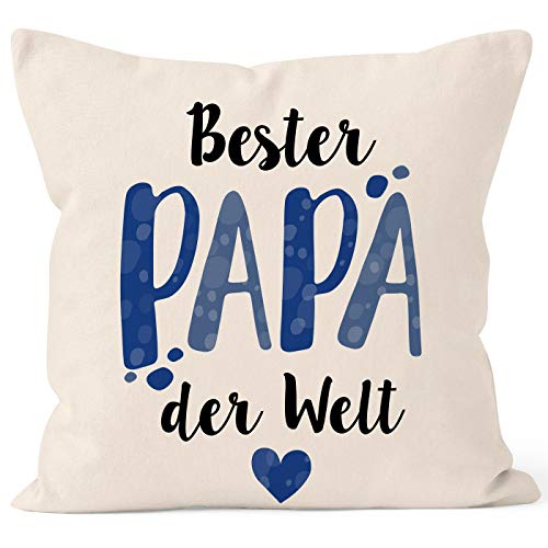 MoonWorks® Kissen-Bezug Beste Mama/Bester Papa der Welt Herz Geschenk für Eltern Vater Mutter Muttertag Vatertag Papa 1 Natur Unisize von MoonWorks