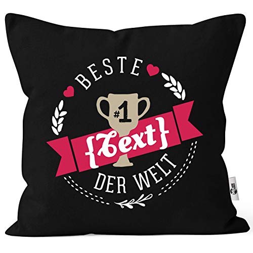 MoonWorks® Kissen-Bezug Beste Mama Oma Personalisierbar mit Wunsch-Namen eigener Text Deko-Kissen Dein Text Magenta schwarz Unisize von MoonWorks