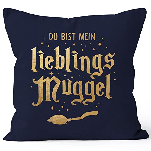 MoonWorks® Kissen-Bezug Du bist Mein Lieblingsmuggel Lieblingsmensch Geschenk Weihnachten Geburtstag Navy Standard von MoonWorks