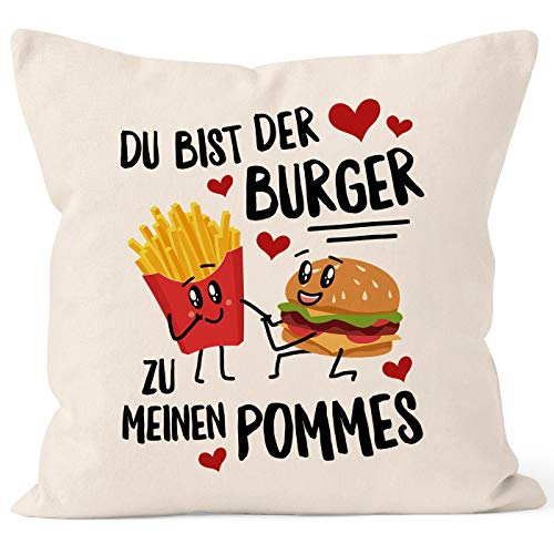 MoonWorks® Kissen-Bezug Du bist der Burger zu Meinen Pommes Geschenk Liebe Jahrestag Valentinstag Geburtstag Natur Unisize von MoonWorks