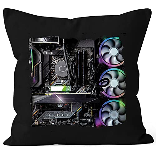 MoonWorks® Kissen-Bezug Gaming Computer-Nerd Geschenk Informatiker Gamer Zocker Dekokissen schwarz 40cm x 40cm von MoonWorks