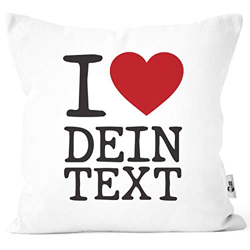 MoonWorks® Kissen-Bezug I Love You personalisierbar anpassbar mit Wunsch-Namen Liebe Geschenk weiß Unisize von MoonWorks