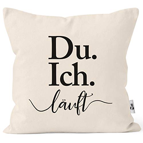 MoonWorks® Kissen-Bezug Ich Du läuft Spruch Liebe Geschenk für Partner Natur Unisize von MoonWorks