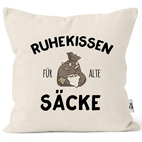 MoonWorks® Kissen-Bezug Ruhekissen für alte Säcke Geschenk lustig Kissen-Hülle Deko-Kissen Baumwolle Natur Unisize von MoonWorks