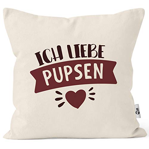 MoonWorks® Kissen-Bezug lustiger Spruch Ich Liebe pupsen und Dich personalisierbares Motiv Wunschname Geschenk witzige Liebeserklärung Natur Unisize von MoonWorks