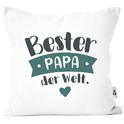 MoonWorks® Kissenbezug Beste/r Mama/Papa der Welt Geschenk Mama Papa Geburtstag Weihnachten Danke Sagen Bester Papa Petrol weiß Unisize von MoonWorks