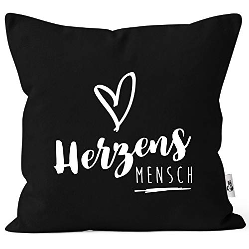 MoonWorks® Kissenbezug Herzensmesch Herz Kissenhülle Geschenk Weihnachten Liebe Freundschaft schwarz Unisize von MoonWorks