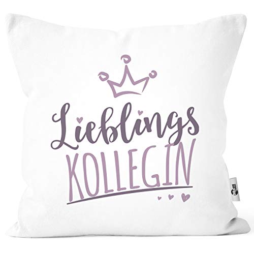MoonWorks® Kissenbezug Kissenhülle Schriftzug Lieblings Kollegin/Nachbarin mit Kronemotiv Geschenk Lieblingsperson Kollegin weiß Unisize von MoonWorks