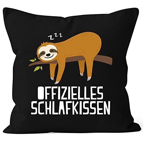 MoonWorks® Kissenbezug Spruch Offizielles Schlafkissen Faultier lustige Geschenke Dekokissen schwarz 40cm x 40cm von MoonWorks