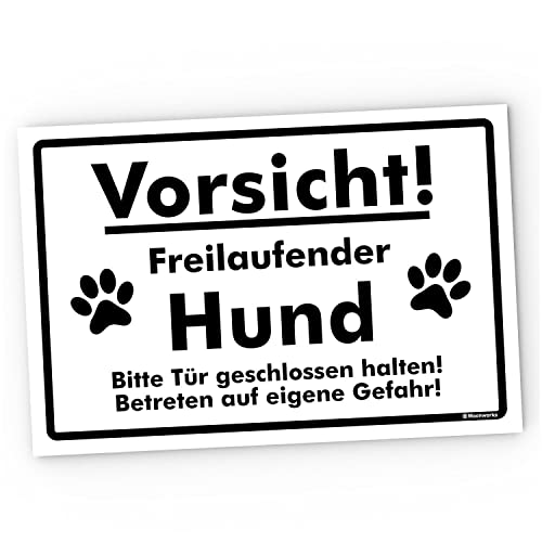 MoonWorks® Kunststoff-Schild Vorsicht Hund Hier ist mein Revier Hundeschilder Warnschild Betreten auf eigenen Gefahr PVC Freilaufender Hund_2 20 x 30 cm von MoonWorks