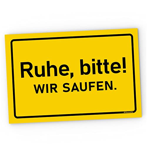 MoonWorks® Kunststoff-Schild mit Spruch Alkohol Ruhe bitte! Wir saufen! Ortsschild lustig Party Zubehör PVC Ruhe bitte wir saufen 20 x 30 cm von MoonWorks