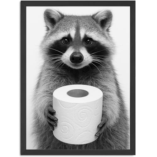 MoonWorks® Poster Bilder Badezimmer Fotoprint Waschbär Wand-Deko Bad WC lustiger Digitaldruck von MoonWorks