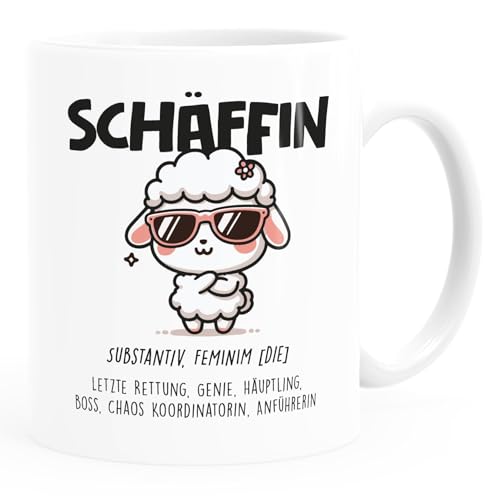 MoonWorks® Tasse Geschenk Chef lustig Schaf Schäffin Geschenkidee Vorgesetzter Weihnachten Geburtstag Abschied Chefin weiß standard von MoonWorks