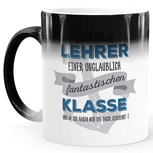 MoonWorks® Zaubertasse Farbwechsel Tasse stolzer Chef Papa Lehrer Bruder Opa Geschenk Bürotasse Lehrer weiß Magic-Tasse von MoonWorks