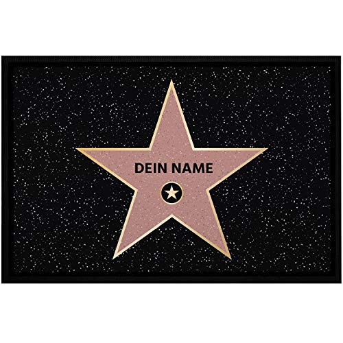 MoonWorks® personalisierte Fußmatte mit Name Walk of Fame Hollywood Stern personalisierbares Geschenk rutschfest & waschbar weiß 60x40cm von MoonWorks