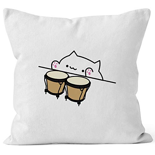 MoonWorks Bongo Cat Kissen-Bezug Meme Kissen-Hülle Deko-Kissen weiß Unisize von MoonWorks