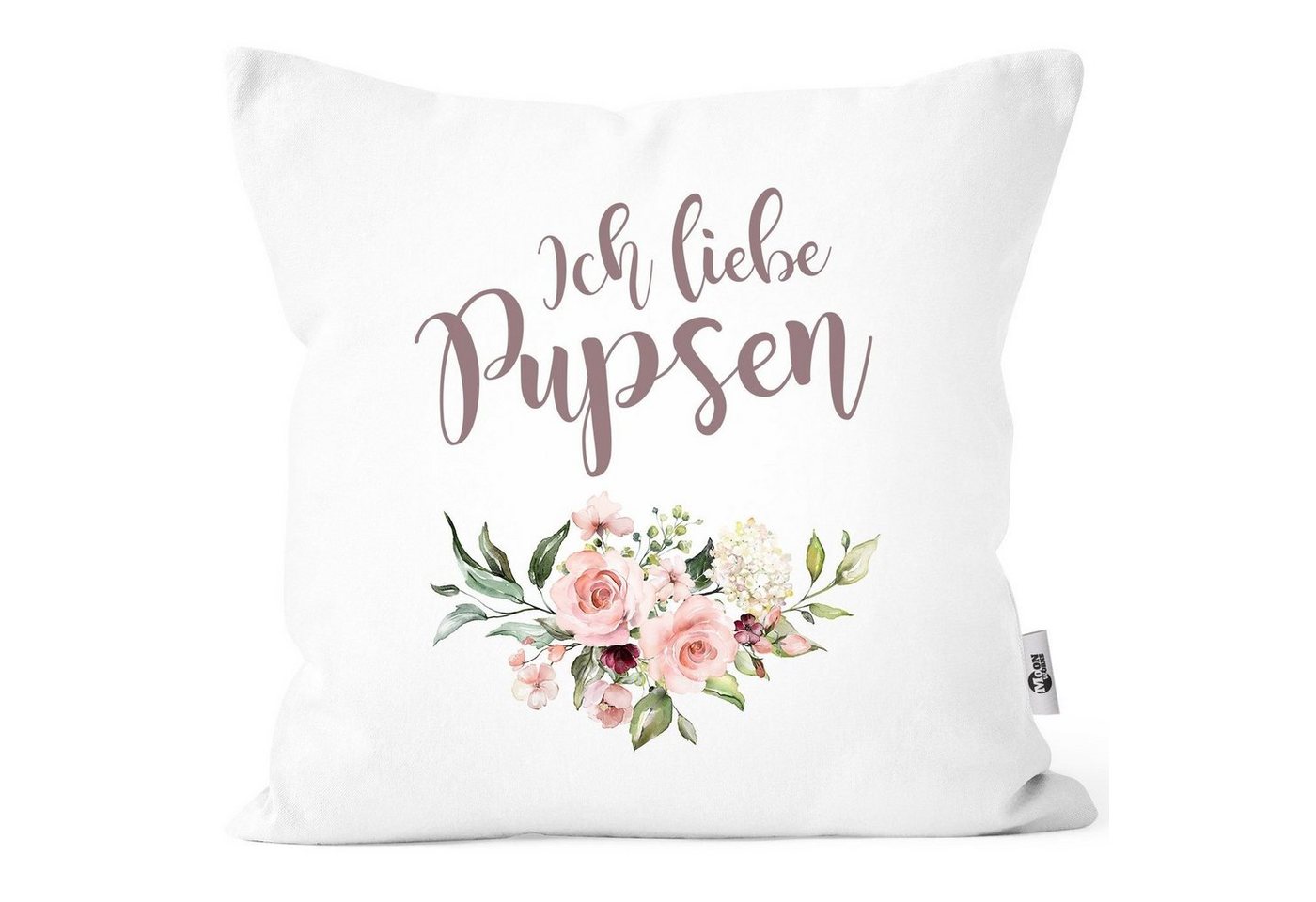 MoonWorks Dekokissen Furzkissen Ich liebe Pupsen Blumen Kissen-Hülle Deko-Kissen Baumwolle MoonWorks® von MoonWorks