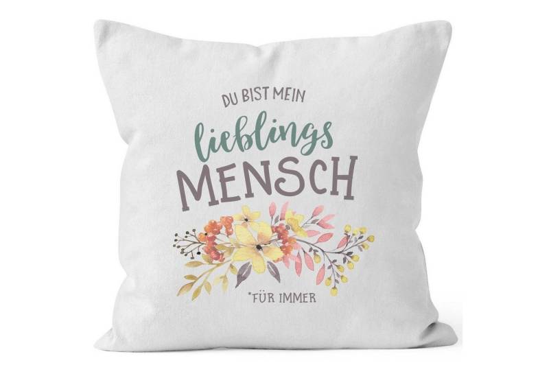 MoonWorks Dekokissen Kissen-Bezug Du bist mein Lieblingsmensch Blumen Geschenk Kissen-Hülle Deko-Kissen Baumwolle MoonWorks® von MoonWorks