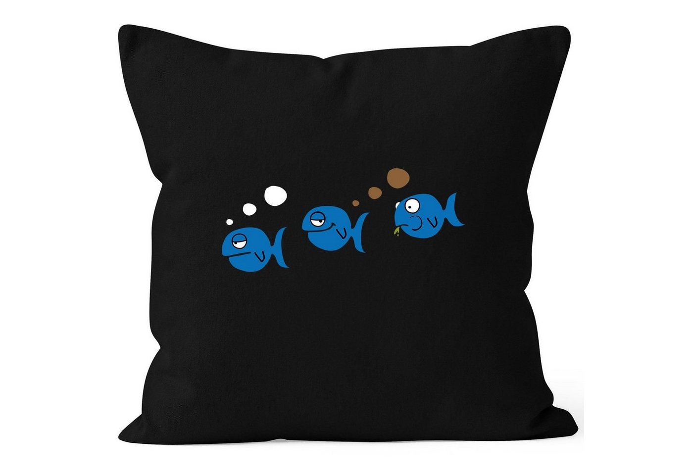 MoonWorks Dekokissen Kissen-Bezug Fische lustig Fischfurz Fun-Motiv furzen Witz Scherz Meme Deko-Kissen Baumwolle MoonWorks® von MoonWorks