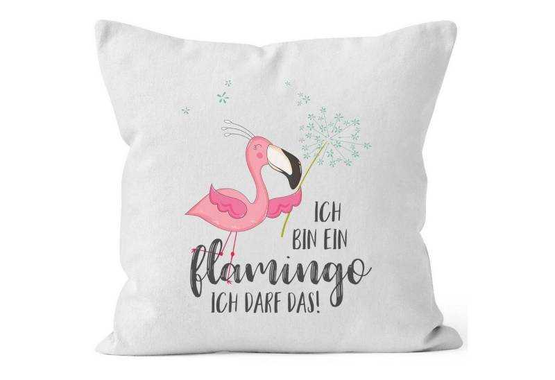 MoonWorks Dekokissen Kissen-Bezug Flamingo Ich bin ein Flamingo ich darf das Spruch Pusteblume Kissen-Hülle Deko-Kissen Baumwolle MoonWorks® von MoonWorks