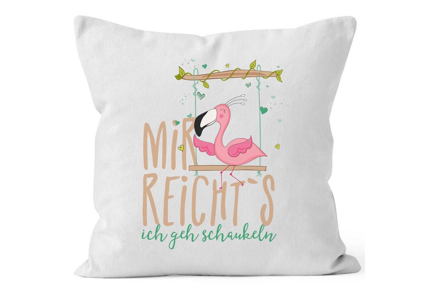 MoonWorks Dekokissen Kissen-Bezug Flamingo Mir reichts ich geh schaukeln Sprüche Spruch Kissen-Hülle Deko-Kissen Baumwolle MoonWorks® von MoonWorks