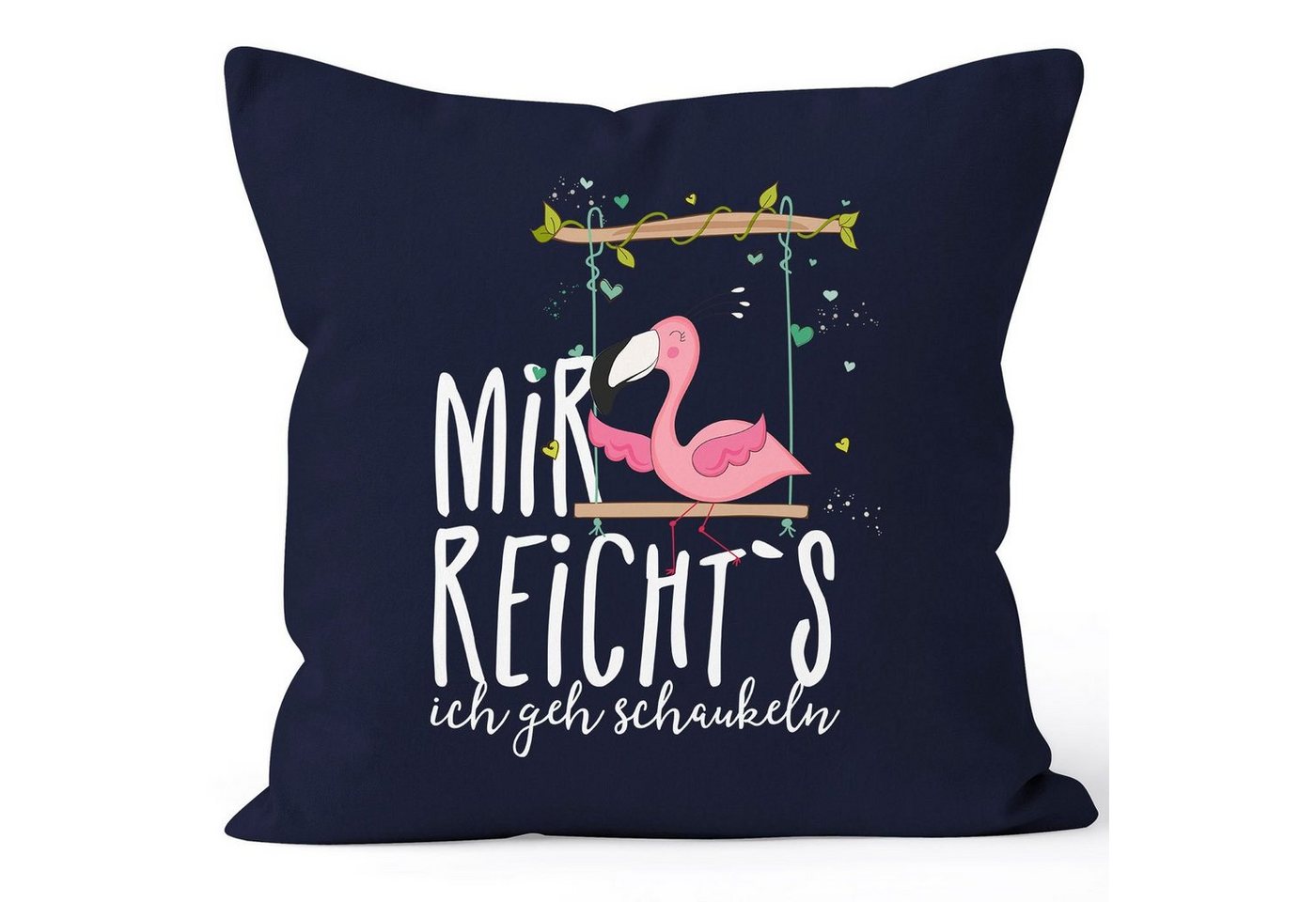 MoonWorks Dekokissen Kissen-Bezug Flamingo Mir reichts ich geh schaukeln Sprüche Spruch Kissen-Hülle Deko-Kissen Baumwolle MoonWorks® von MoonWorks