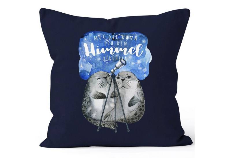 MoonWorks Dekokissen Kissen-Bezug Geschenk Liebe Mit dir kann ich den Himmel berühren Spruch Liebesspruch Seehunde Robben Sterne Kissen-Hülle MoonWorks® von MoonWorks