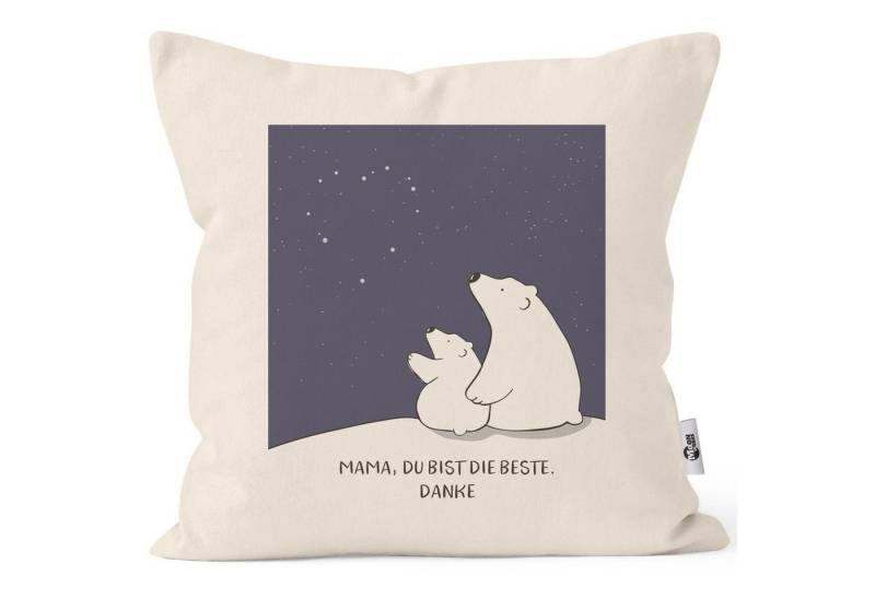 MoonWorks Dekokissen Kissen-Bezug Geschenk zum Muttertag Mama du bist die Beste danke Bären Sterne Kissen-Hülle Deko-Kissen Baumwolle MoonWorks® von MoonWorks