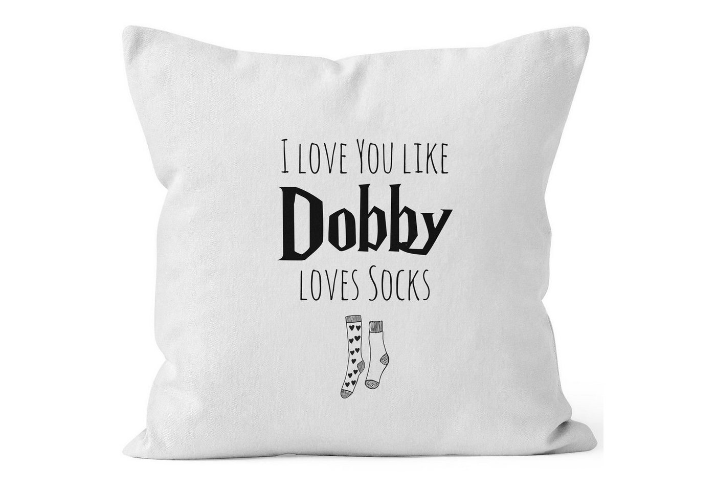 MoonWorks Dekokissen Kissen-Bezug I love you like Dobby loves socks Geschenk Liebe Valentinstag Jahrestag Hochzeitstag MoonWorks® von MoonWorks