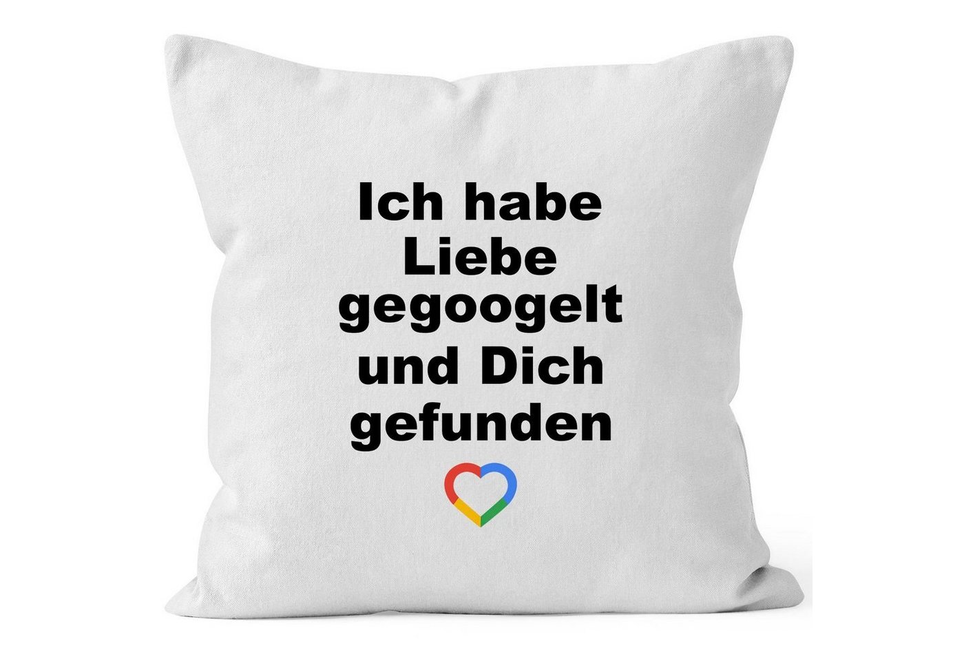 MoonWorks Dekokissen Kissen-Bezug Ich habe Liebe gegoogelt und Dich gefunden Spruch Liebe Valentinstag Geschenk Kissen-Hülle Deko-Kissen Baumwolle MoonWorks® von MoonWorks